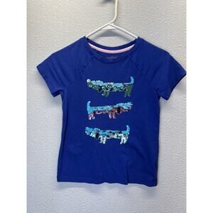 Cat & Jack Blue Sequin Dachshund Dog Graphic Tee Kids Size M 7/8